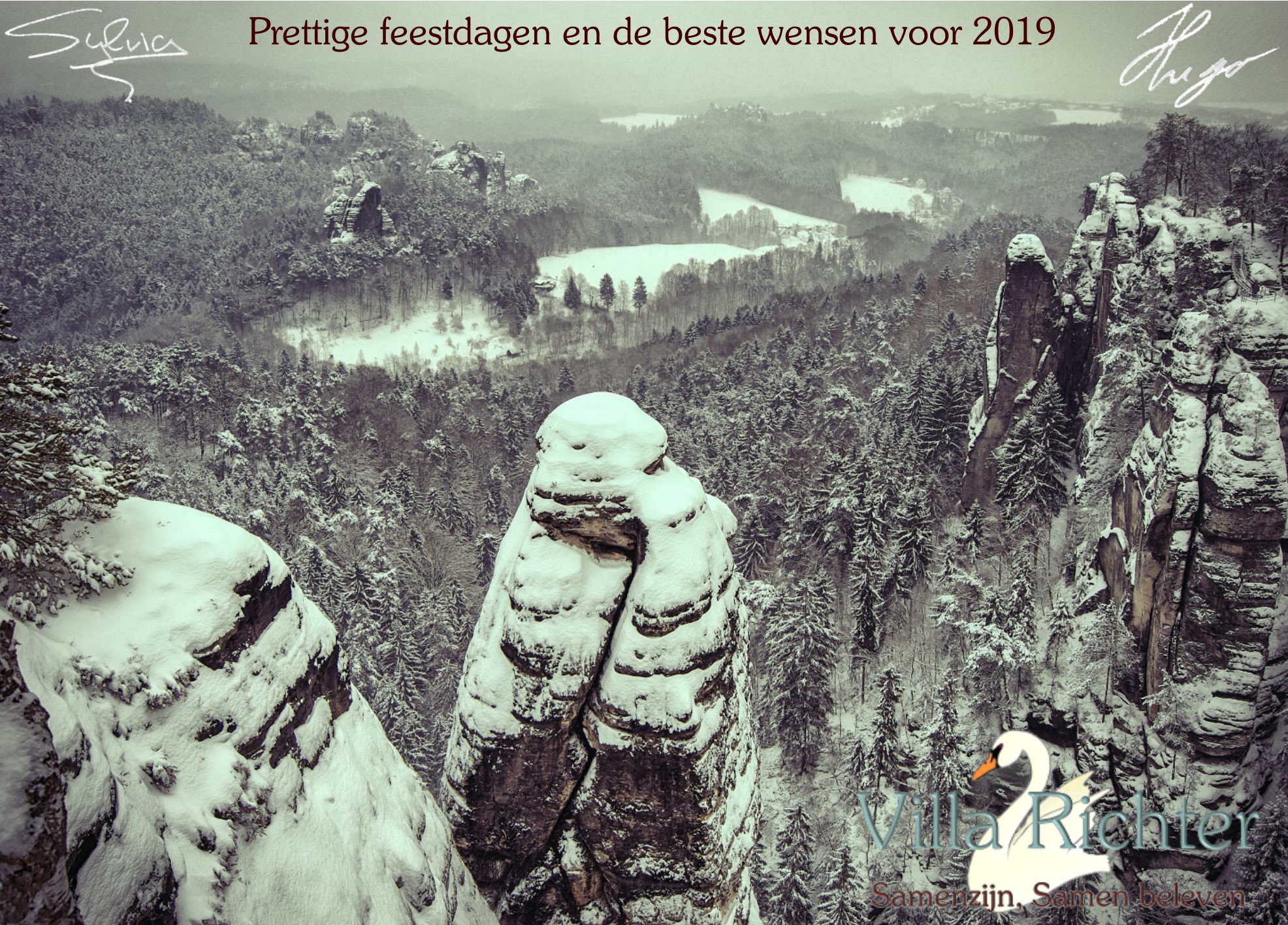 Winters uitzicht op de Bastei brug